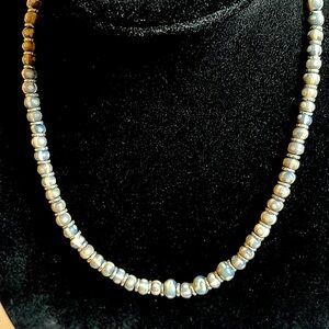 Thai silver and Denim Blue/Cream Stones Necklace